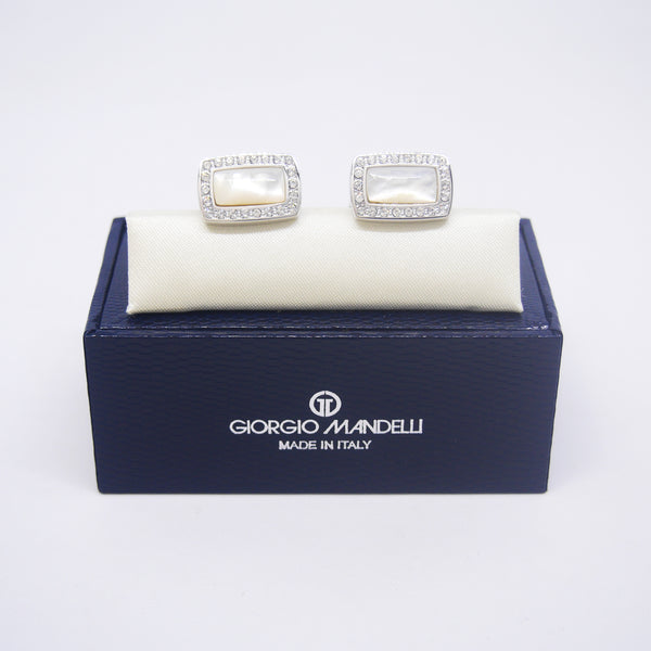 Robert Cufflinks with Clear Crystal & Mother of Pearl - Giorgio Mandelli® Official Site | GIORGIO MANDELLI Made in Italy