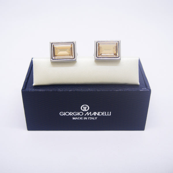 Ash Cufflinks with Peach Crystal - Giorgio Mandelli® Official Site | GIORGIO MANDELLI Made in Italy