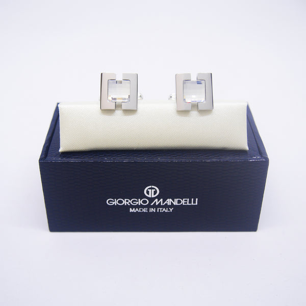 Jesse Cufflinks with Clear Crystal - Giorgio Mandelli® Official Site | GIORGIO MANDELLI Made in Italy