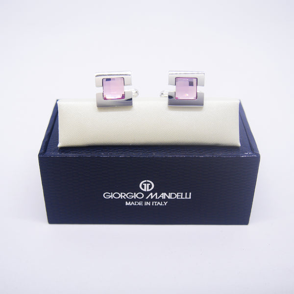 Jesse Cufflinks with Pink Crystal - Giorgio Mandelli® Official Site | GIORGIO MANDELLI Made in Italy