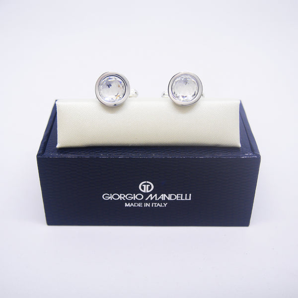 Hugh Cufflinks with Clear Crystal - Giorgio Mandelli® Official Site | GIORGIO MANDELLI Made in Italy