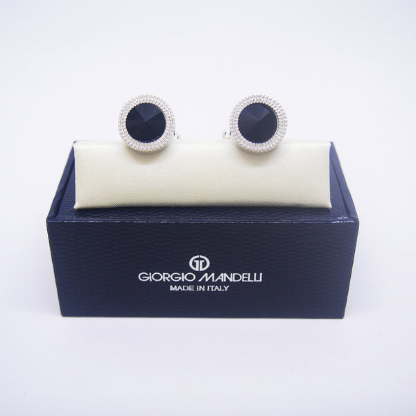 William Cufflinks with Black Crystal - Giorgio Mandelli® Official Site | GIORGIO MANDELLI Made in Italy