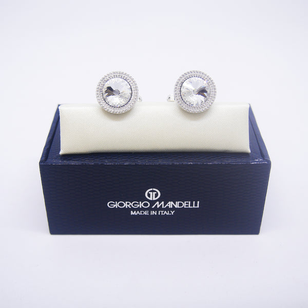 William Cufflinks with Clear Crystal - Giorgio Mandelli® Official Site | GIORGIO MANDELLI Made in Italy