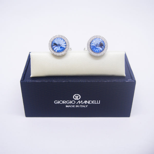 William Cufflinks with Blue Crystal - Giorgio Mandelli® Official Site | GIORGIO MANDELLI Made in Italy