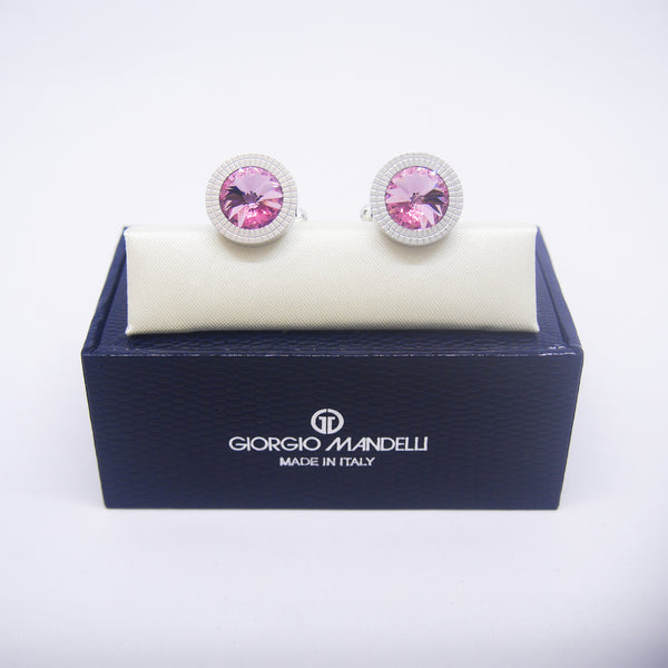 William Cufflinks with Pink Crystal - Giorgio Mandelli® Official Site | GIORGIO MANDELLI Made in Italy