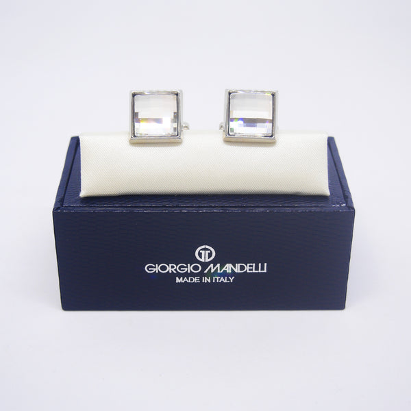 Daniel Cufflinks with Clear Crystal - Giorgio Mandelli® Official Site | GIORGIO MANDELLI Made in Italy