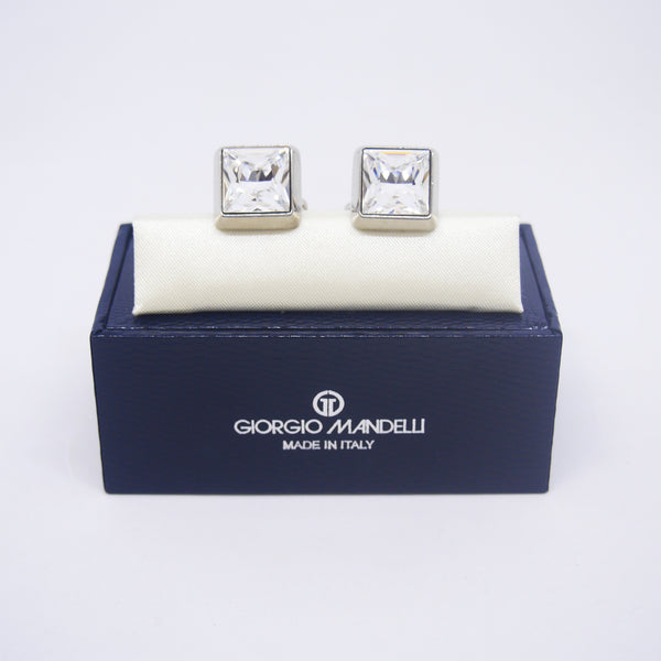Dominic Cufflinks with Clear Crystal - Giorgio Mandelli® Official Site | GIORGIO MANDELLI Made in Italy
