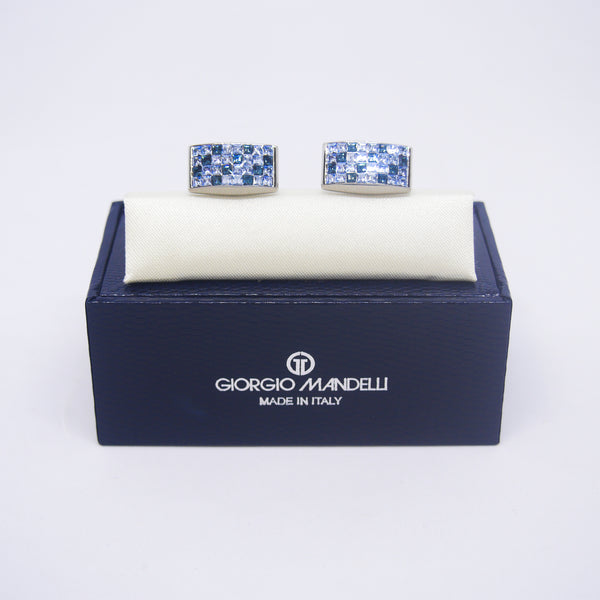 Velden Cufflinks in Chequered Light & Dark Blue - Giorgio Mandelli® Official Site | GIORGIO MANDELLI Made in Italy