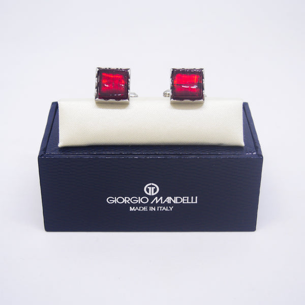 Jacob Cufflinks with Red Murano Glass - Giorgio Mandelli® Official Site | GIORGIO MANDELLI Made in Italy