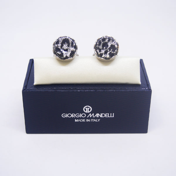 Sebastian Cufflinks in Silver & Black Rosettes - Giorgio Mandelli® Official Site | GIORGIO MANDELLI Made in Italy