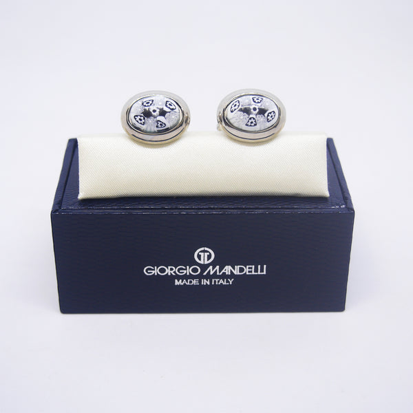 Ventura Cufflinks in Black & White Millefiori - Giorgio Mandelli® Official Site | GIORGIO MANDELLI Made in Italy