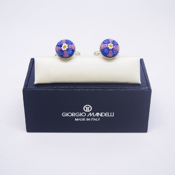 Viviano Cufflinks in Pink & Blue Millefiori - Giorgio Mandelli® Official Site | GIORGIO MANDELLI Made in Italy