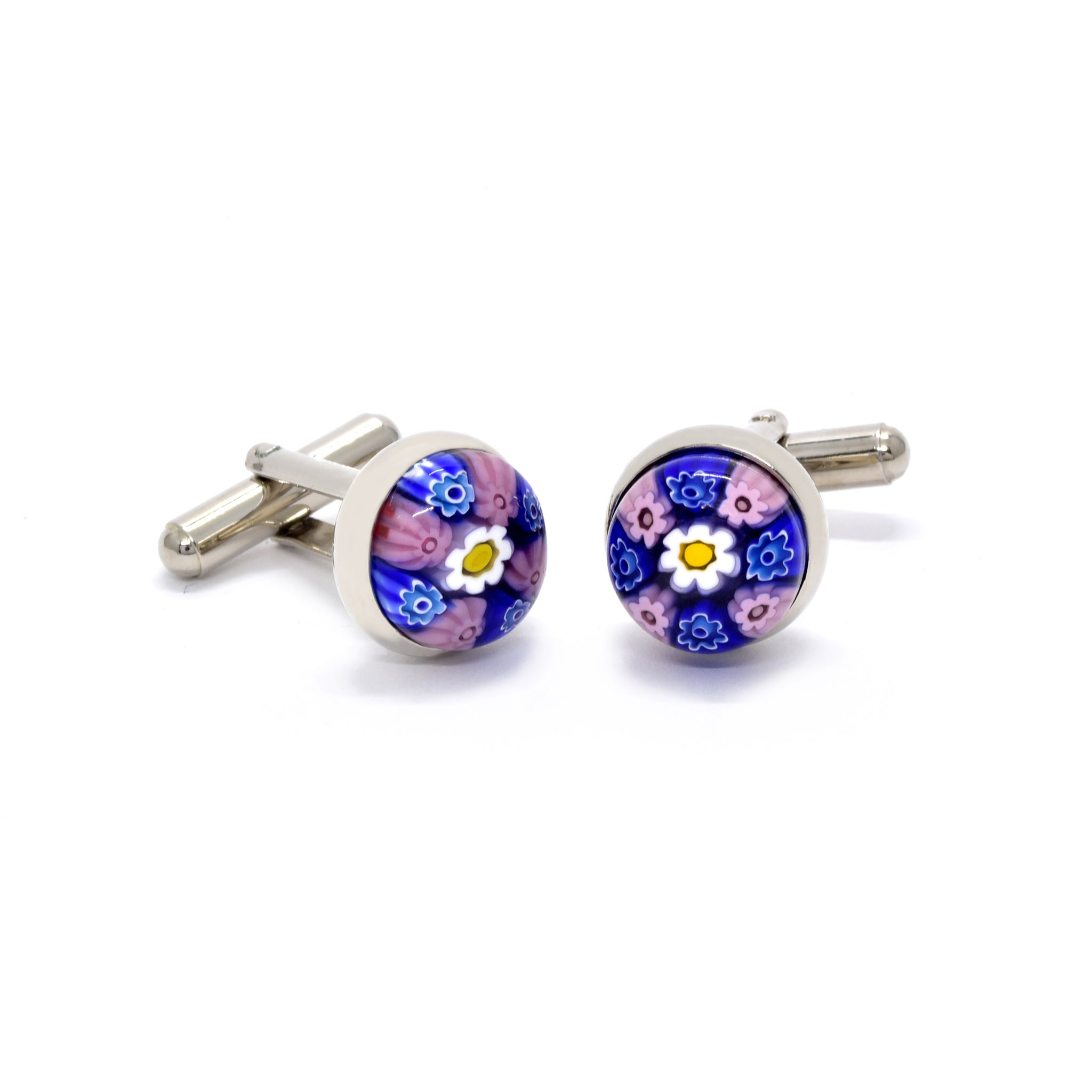 Viviano Cufflinks in Pink & Blue Millefiori - Giorgio Mandelli® Official Site | GIORGIO MANDELLI Made in Italy