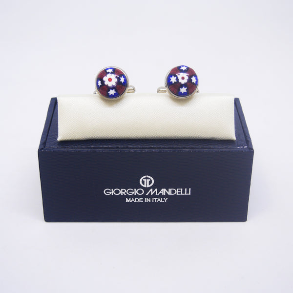 Viviano Cufflinks in Red & Blue Millefiori - Giorgio Mandelli® Official Site | GIORGIO MANDELLI Made in Italy