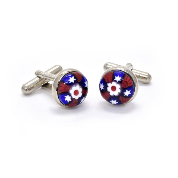 Viviano Cufflinks in Red & Blue Millefiori - Giorgio Mandelli® Official Site | GIORGIO MANDELLI Made in Italy