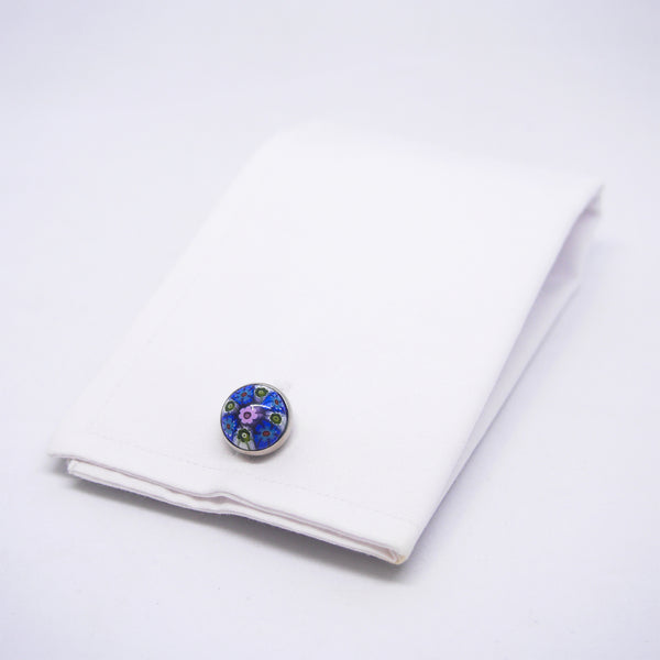 Viviano Cufflinks in Green & Blue Millefiori - Giorgio Mandelli® Official Site | GIORGIO MANDELLI Made in Italy