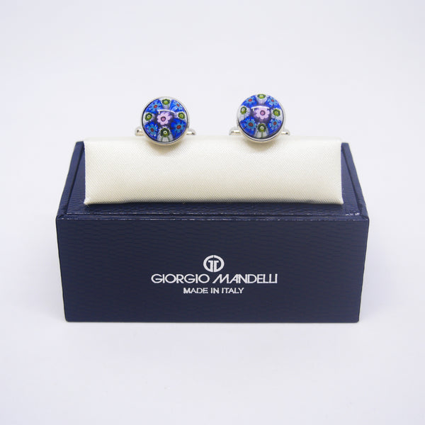 Viviano Cufflinks in Green & Blue Millefiori - Giorgio Mandelli® Official Site | GIORGIO MANDELLI Made in Italy