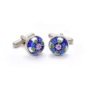 Viviano Cufflinks in Green & Blue Millefiori - Giorgio Mandelli® Official Site | GIORGIO MANDELLI Made in Italy