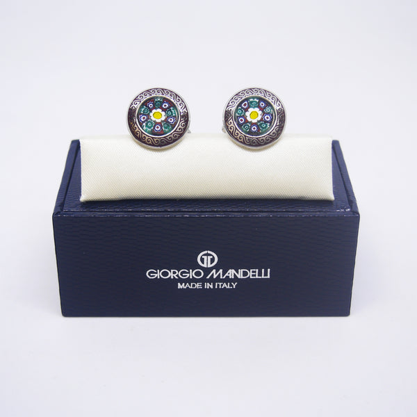 Valente Cufflinks in Magnolia Millefiori - Giorgio Mandelli® Official Site | GIORGIO MANDELLI Made in Italy