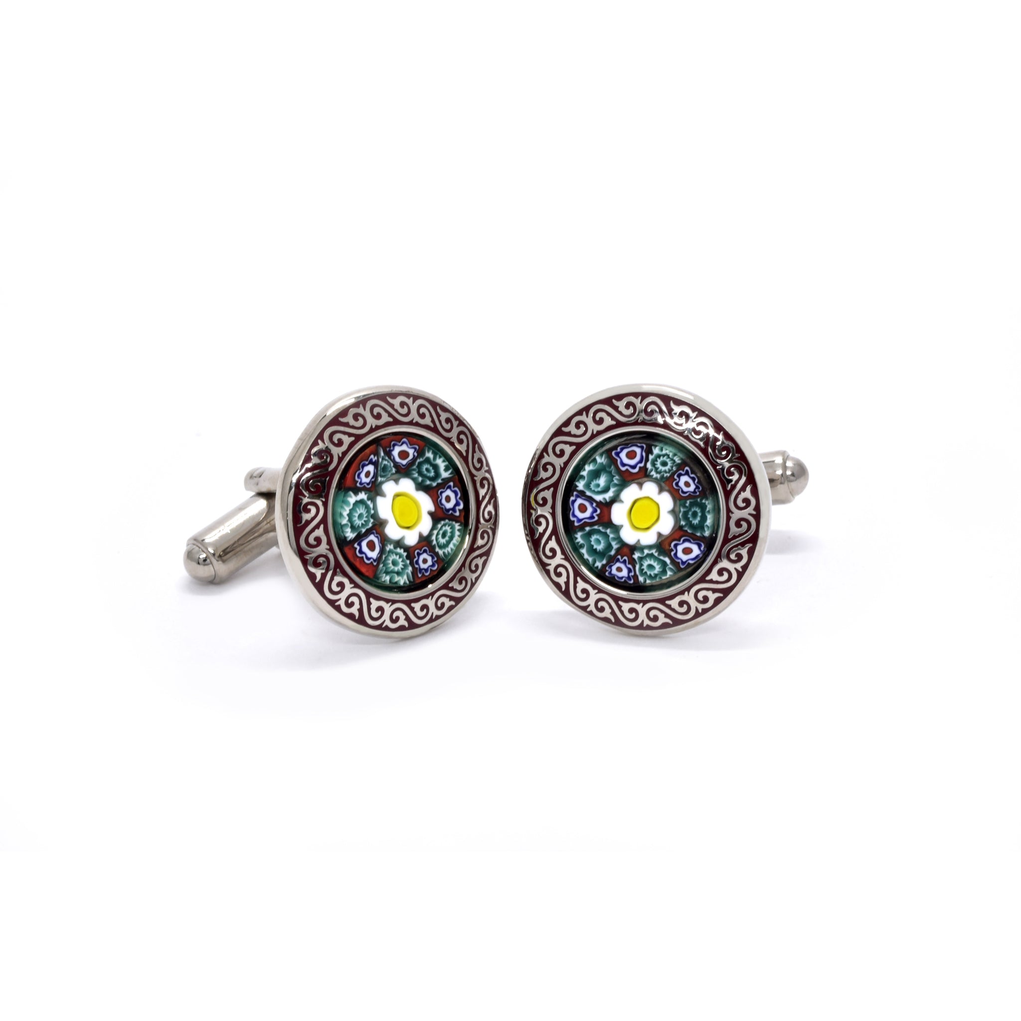 Valente Cufflinks in Magnolia Millefiori - Giorgio Mandelli® Official Site | GIORGIO MANDELLI Made in Italy