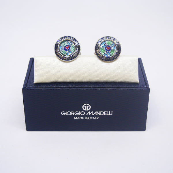 Valente Cufflinks in Heart Millefiori - Giorgio Mandelli® Official Site | GIORGIO MANDELLI Made in Italy