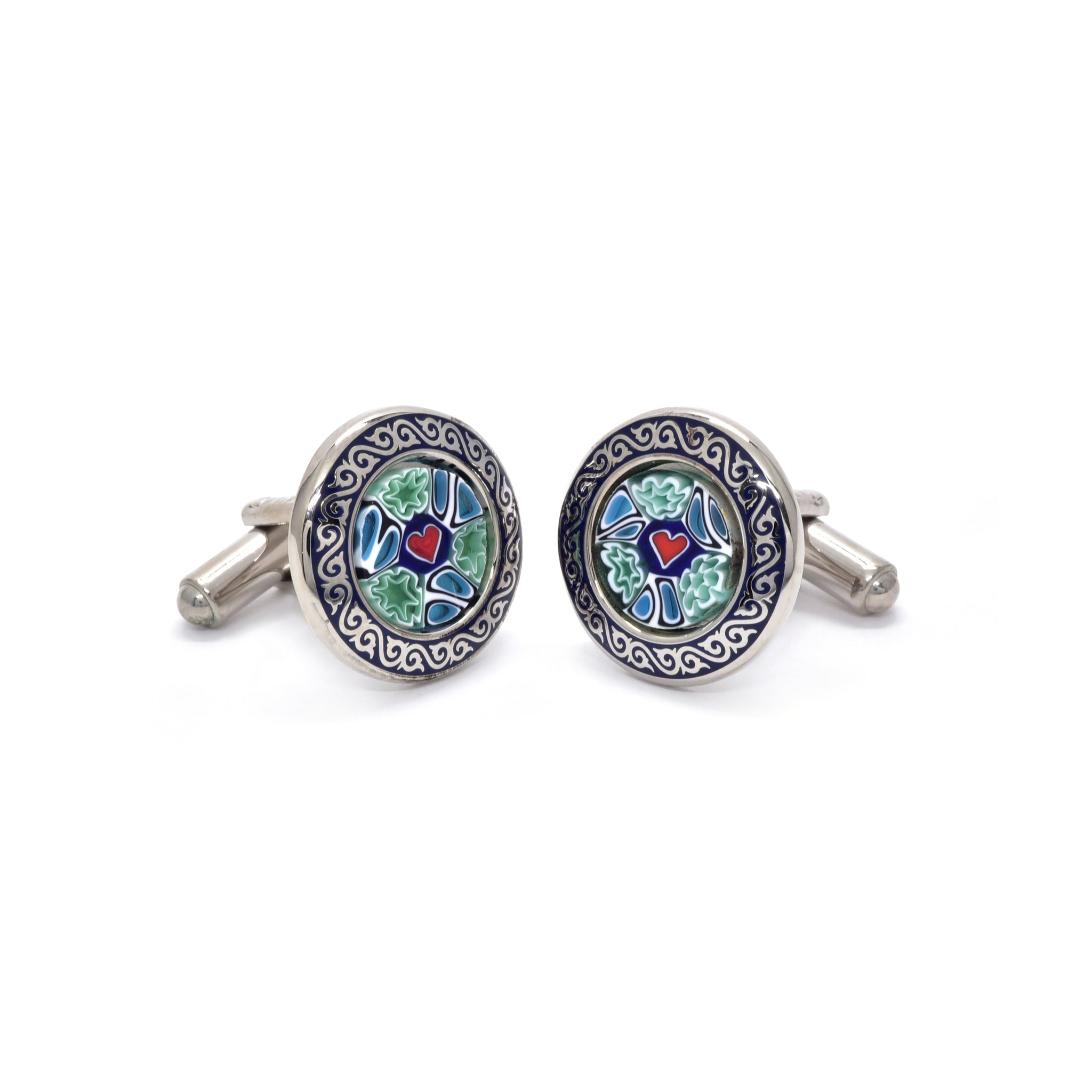 Valente Cufflinks in Heart Millefiori - Giorgio Mandelli® Official Site | GIORGIO MANDELLI Made in Italy