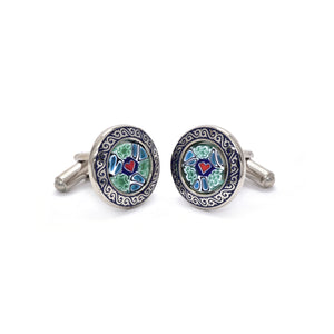 Valente Cufflinks in Heart Millefiori - Giorgio Mandelli® Official Site | GIORGIO MANDELLI Made in Italy