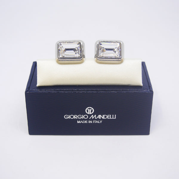 Charles Cufflinks with Clear Crystal - Giorgio Mandelli® Official Site | GIORGIO MANDELLI Made in Italy