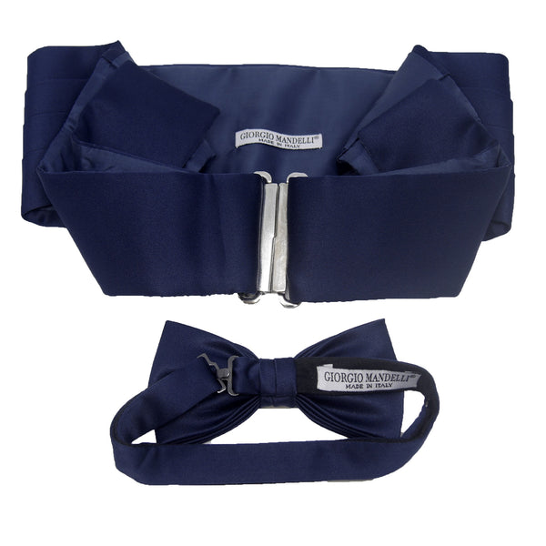 Cummerbund and Bow Tie Set in Navy Blue - Giorgio Mandelli® Official Site | GIORGIO MANDELLI Made in Italy