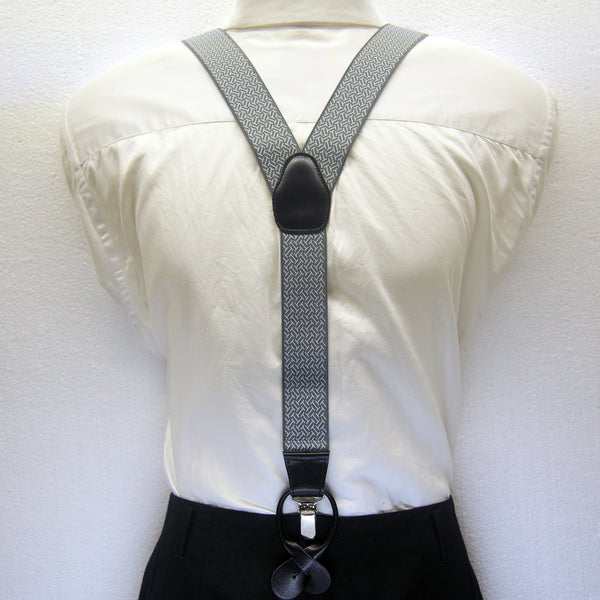 MISSOURI Damon Suspenders in Grey & White - Giorgio Mandelli® Official Site | GIORGIO MANDELLI Made in Italy