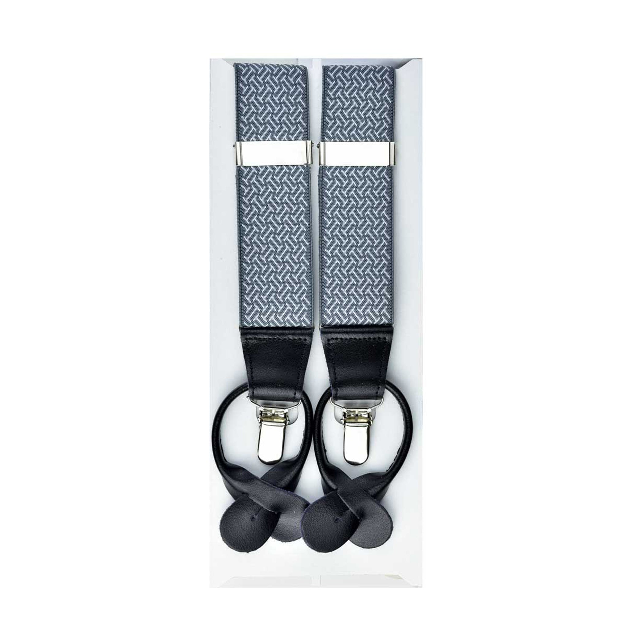 MISSOURI Damon Suspenders in Grey & White - Giorgio Mandelli® Official Site | GIORGIO MANDELLI Made in Italy