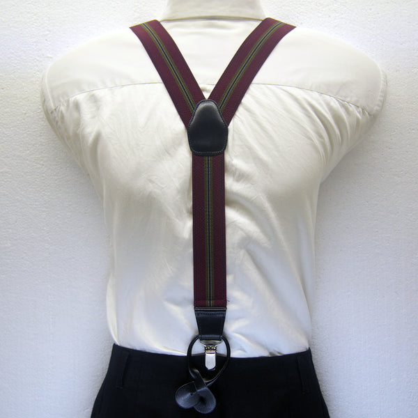 MISSOURI Harley Suspenders in Burgundy Red & Olive - Giorgio Mandelli® Official Site | GIORGIO MANDELLI Made in Italy