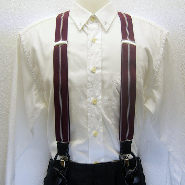 MISSOURI Reese Suspenders in Burgundy Red & White - Giorgio Mandelli® Official Site | GIORGIO MANDELLI Made in Italy
