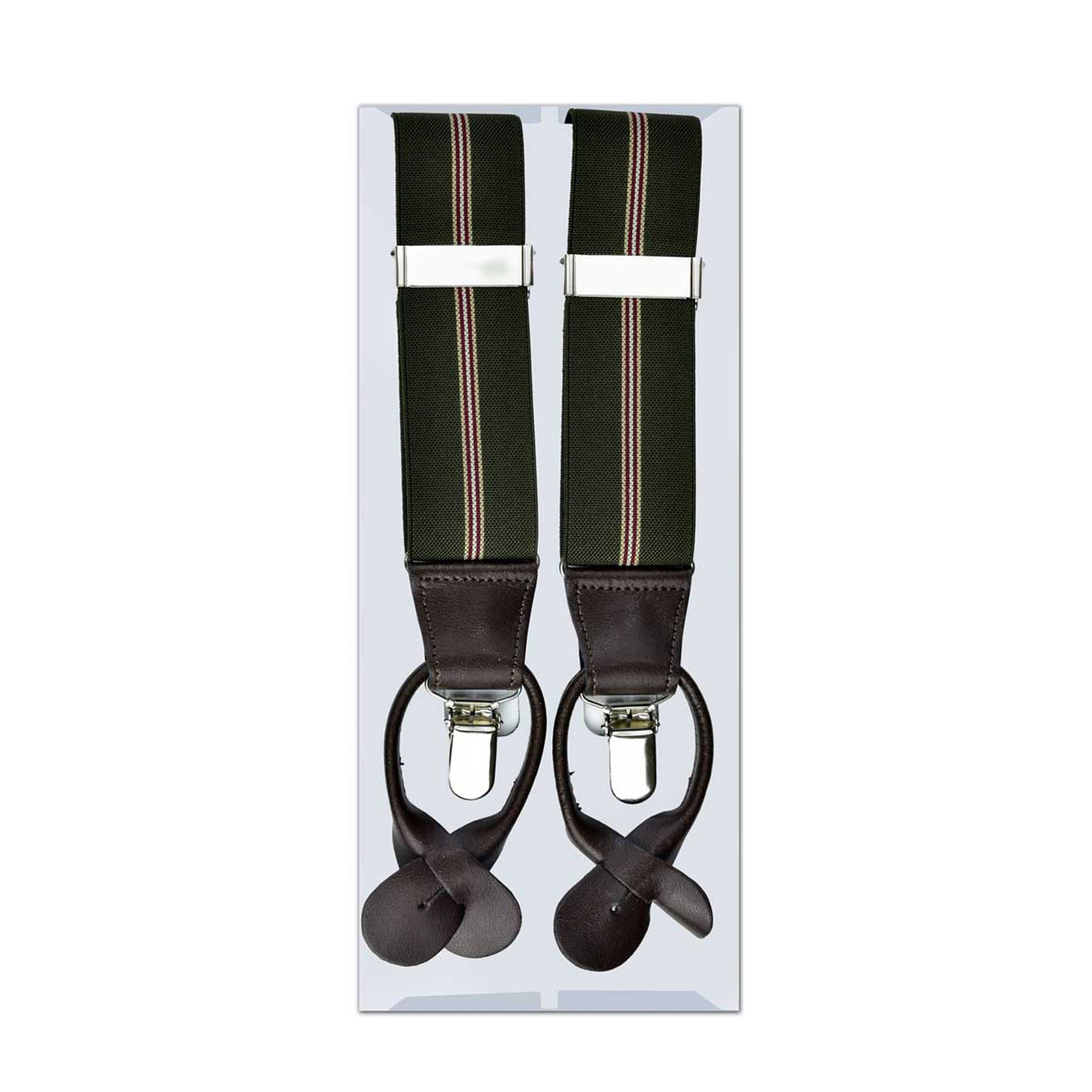 MISSOURI Reese Suspenders in Olive & White - Giorgio Mandelli® Official Site | GIORGIO MANDELLI Made in Italy