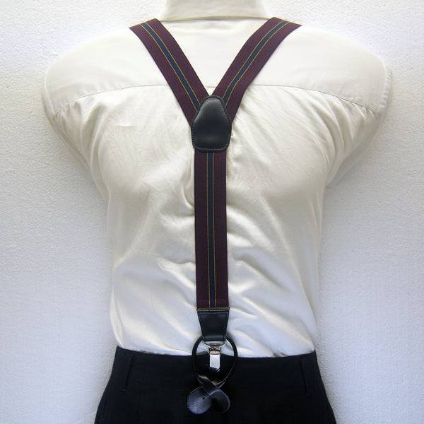 MISSOURI Emerson Suspenders in Burgundy Red &  Blue - Giorgio Mandelli® Official Site | GIORGIO MANDELLI Made in Italy