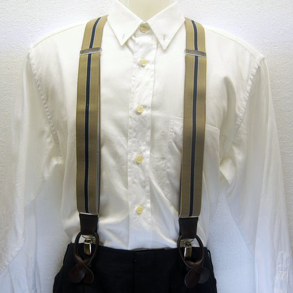 MISSOURI Emerson Suspenders in Khaki & Black - Giorgio Mandelli® Official Site | GIORGIO MANDELLI Made in Italy
