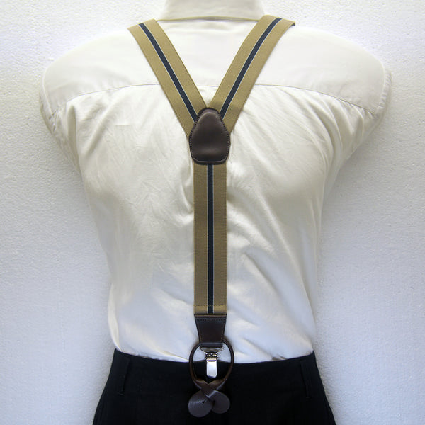 MISSOURI Emerson Suspenders in Khaki & Black - Giorgio Mandelli® Official Site | GIORGIO MANDELLI Made in Italy