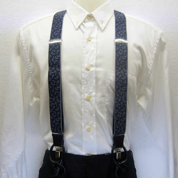 MISSOURI Cullen Suspenders in Midnight Blue & Silver - Giorgio Mandelli® Official Site | GIORGIO MANDELLI Made in Italy