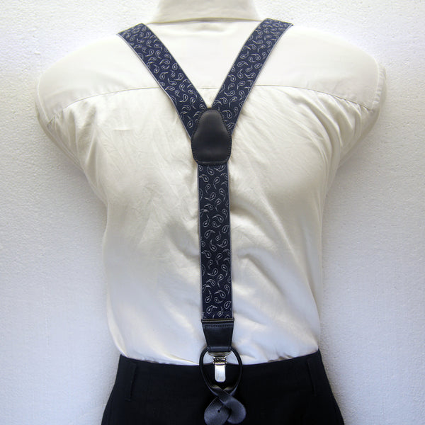 MISSOURI Cullen Suspenders in Midnight Blue & Silver - Giorgio Mandelli® Official Site | GIORGIO MANDELLI Made in Italy