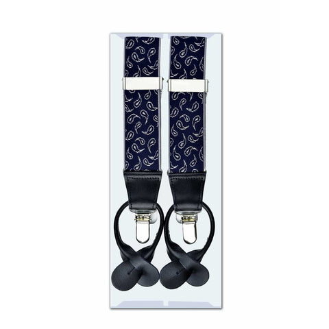 MISSOURI Cullen Suspenders in Midnight Blue & Silver - Giorgio Mandelli® Official Site | GIORGIO MANDELLI Made in Italy