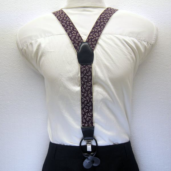 MISSOURI Cullen Suspenders in Maroon & White - Giorgio Mandelli® Official Site | GIORGIO MANDELLI Made in Italy