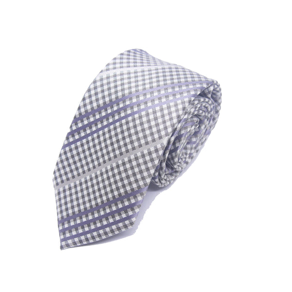Checkered Philbert Tie in Grey Gingham - Giorgio Mandelli