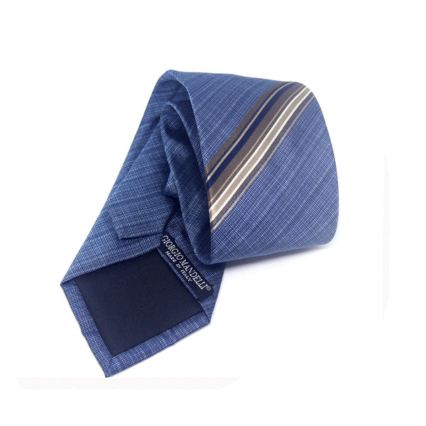 Lined Enzo Tie in Steel Blue - Giorgio Mandelli